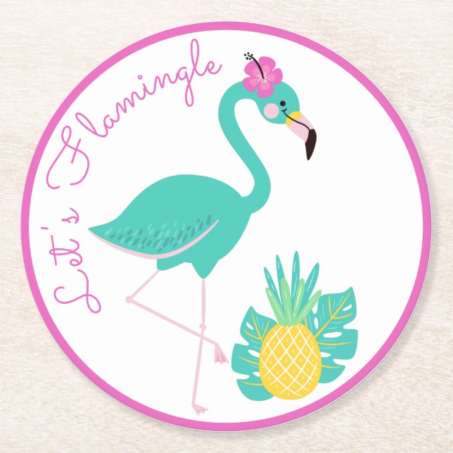 Let's Flamingle Mix and Match Paper Coaster (Front)