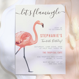Let's Flamingle Modern Flamingo Birthday Party Invitation