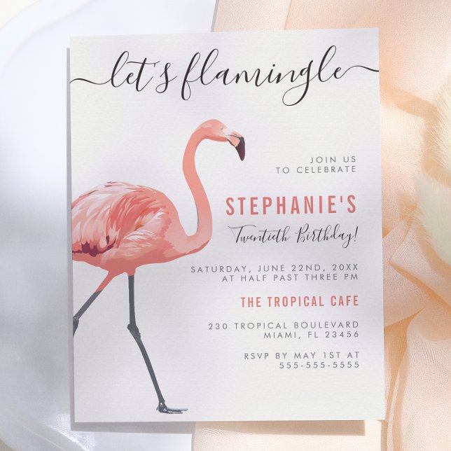 Let's Flamingle | Modern Flamingo Birthday Party Invitation Postcard (Creator Uploaded)