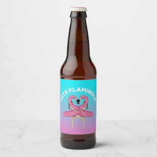 Let's Flamingle Party Float Ombre Pink Beer Bottle Label