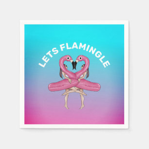 Let's Flamingle Party Float Ombre Pink Square Pape Napkins