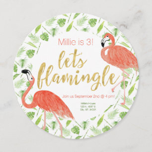 Let's Flamingle Party Invitation – Circle