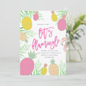 Let's Flamingle Pineapple Birthday Party Invitation (Standing Front)