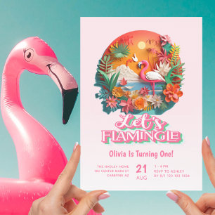 Let's Flamingle Pink 1st Birthday Invitation