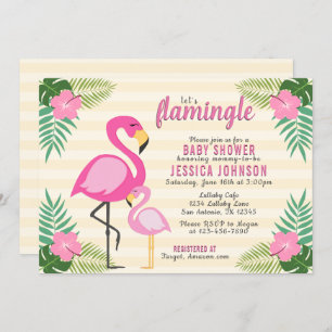 Let's Flamingle Pink Flamingo Baby Shower Invitation