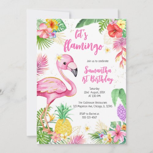 Let's Flamingle Pink Girl Tropical Birthday