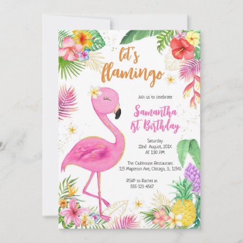 Let's Flamingle Pink Girl Tropical Birthday