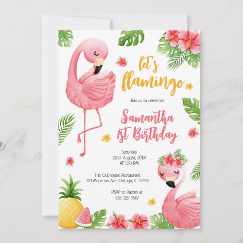 Let's Flamingle Pink Girl Tropical Birthday