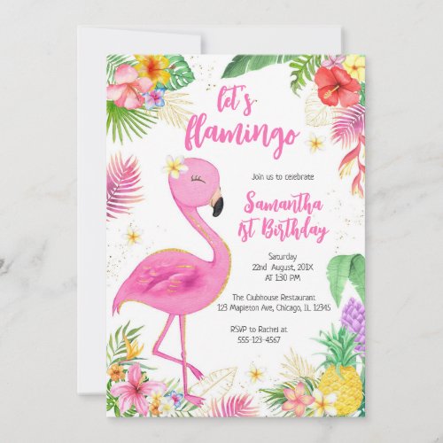 Let's Flamingle Pink Girl Tropical Birthday