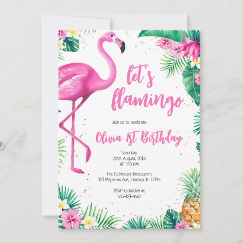 Let's Flamingle Pink Girl Tropical Birthday