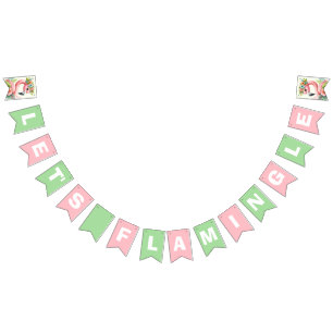 Let's Flamingle Pink Girl Tropical Birthday Party Bunting Flags