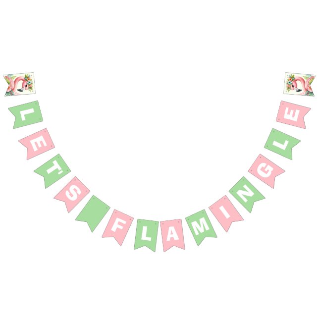 Let's Flamingle Pink Girl Tropical Birthday Party  Bunting Flags (All)