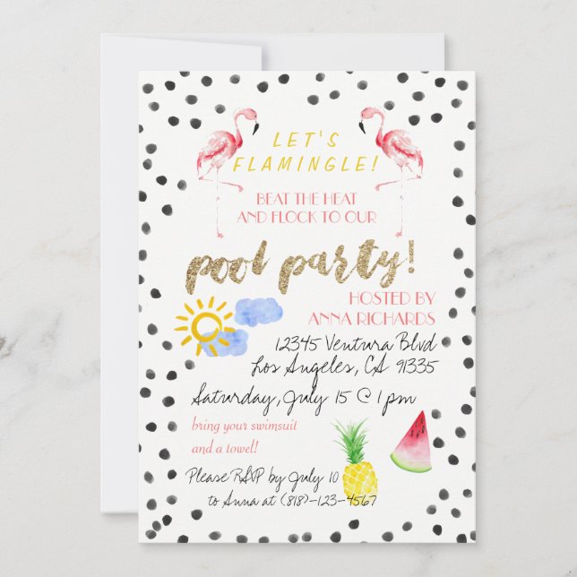 Let's Flamingle! Pool Party Invitation (Front)