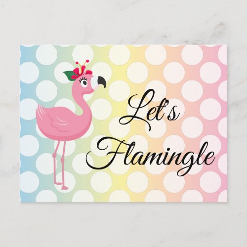 Lets flamingle postcard