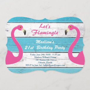 Let's Flamingle Striped Birthday Party Invitation