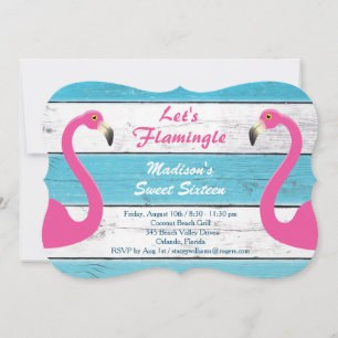 Let's Flamingle Striped Sweet Sixteen Invitation