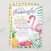 Let's Flamingle Summer Birthday Party Invitation (Front/Back)