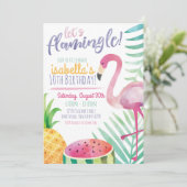 Let's Flamingle Summer Birthday Party Invitation (Standing Front)