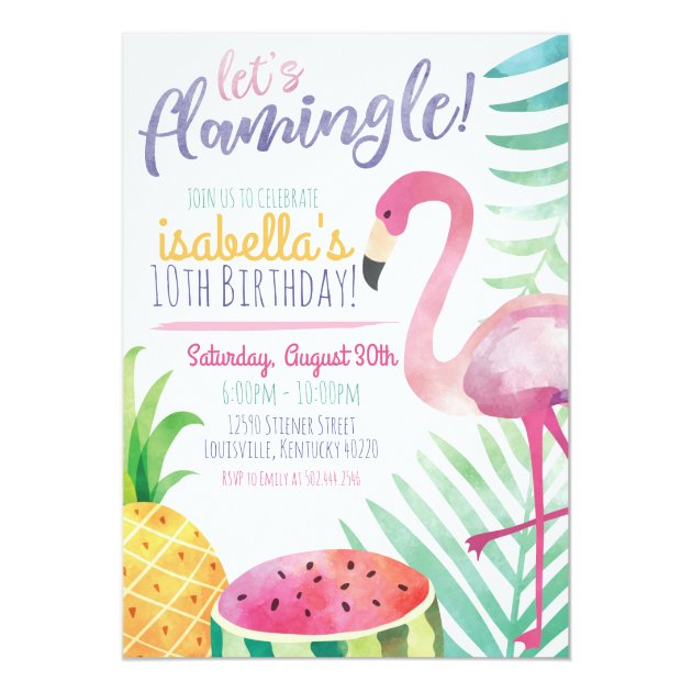 Let's Flamingle Summer Birthday Party Invitation