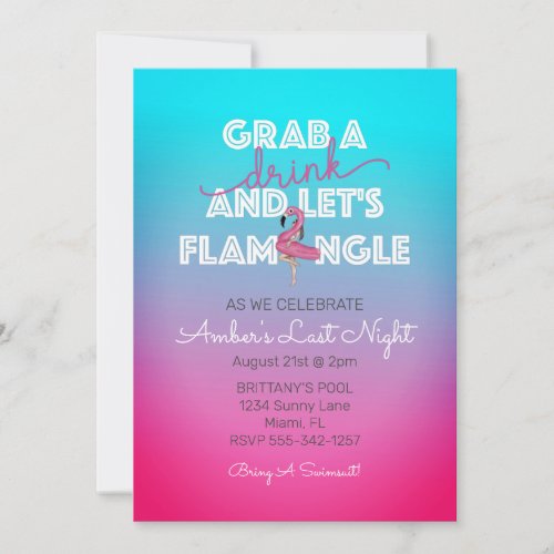 Lets Flamingle Summer Pool Bachelorette Party Pink Invitation