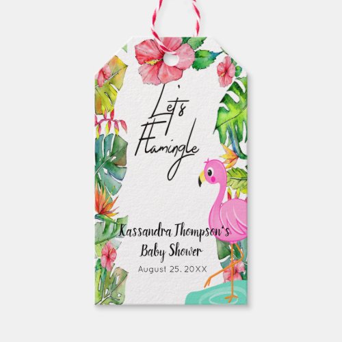 Lets Flamingle Tropical Baby Shower Gift Tag