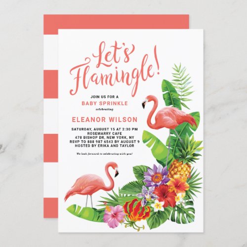 Lets Flamingle Tropical Baby Sprinkle Shower Invitation