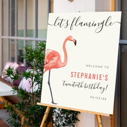 Lets Flamingle Tropical Birthday Party Welcome Poster