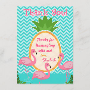 Let's Flamingle Tropical Birthday Thank You Card