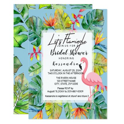 Let&#39;s Flamingle Tropical Bridal Shower Invitation
