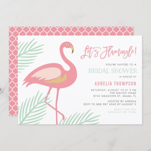 Lets Flamingle Tropical Bridal Shower Invitation