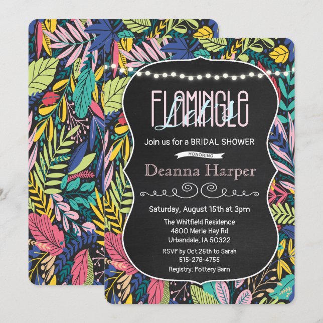 Let's Flamingle Tropical Bridal Shower Invitation (Front/Back)
