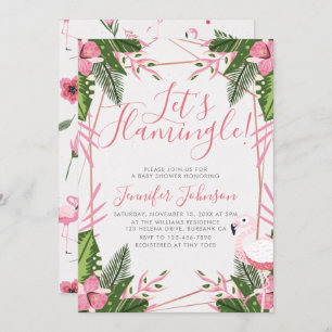 Let's Flamingle Tropical Flamingo Baby Shower Invitation