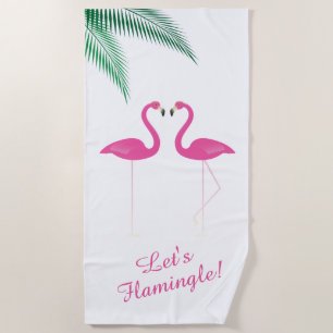 Let's Flamingle Tropical Flamingo Beach Towel