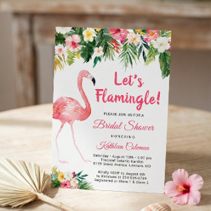 Let's Flamingle Tropical Floral Bridal Shower Invitation