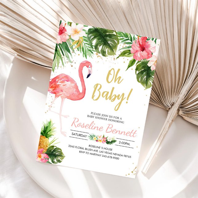 Let's Flamingle Tropical Girl Baby Shower Invite (Creator Uploaded)