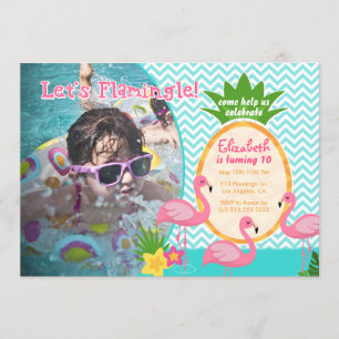 Let's Flamingle Tropical Photo Birthday Invitation