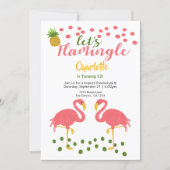 Lets Flamingle Tropical Pink Flamingo Birthday Invitation (Front)