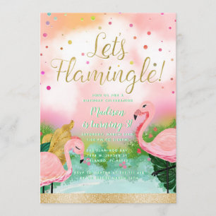 Let's Flamingle Tropical Pink Flamingos Invitation