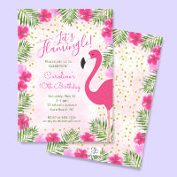Let's Flamingle Tropical Pink Floral Birthday