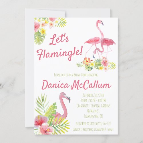 Lets Flamingle Tropical themed Bridal Shower Invitation