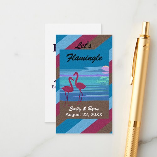 Lets Flamingle Wedding Beach at Dusk Registry Enclosure Card