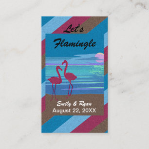 Let's Flamingle Wedding Beach at Dusk Registry Enclosure Card