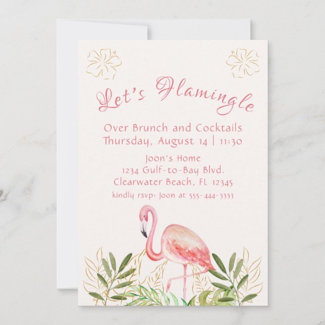 Let's Flamingle Women's Get together Invitation (Front)