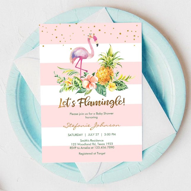 Let's Flamingo Baby Shower Invitation (Creator Uploaded)