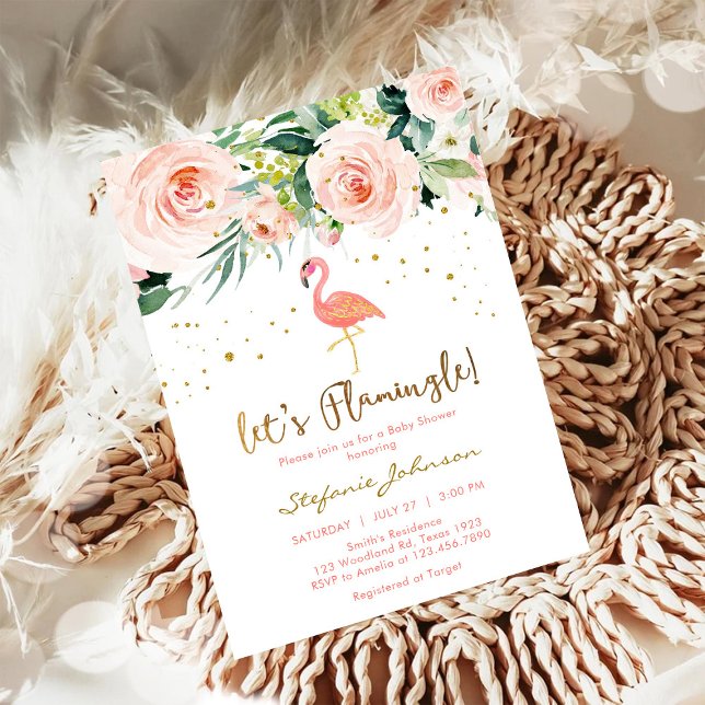 Let's Flamingo Baby Shower Invitation (Creator Uploaded)