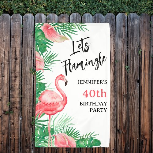 Lets Flamingo Birthday Party Banner