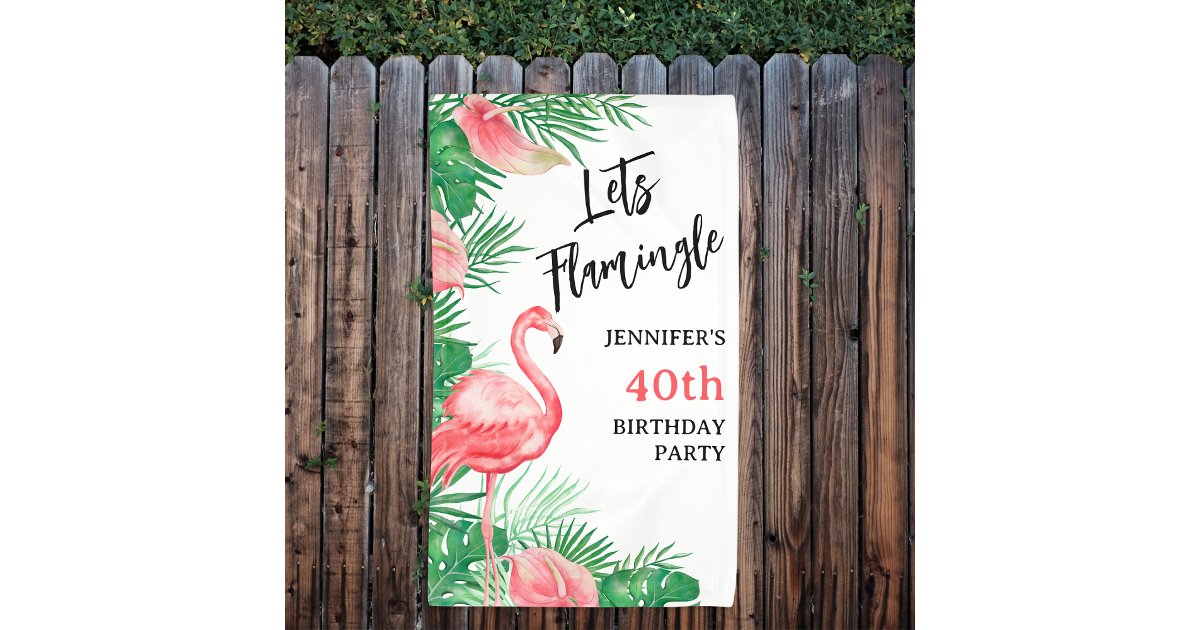 Lets Flamingo Birthday Party Banner | Zazzle