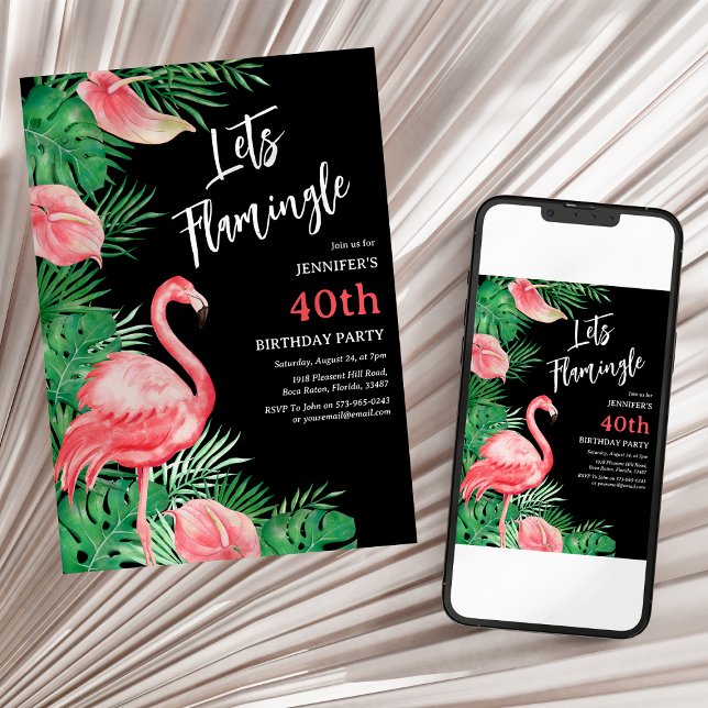 Lets Flamingo Birthday Party Invitation (Creator Uploaded)