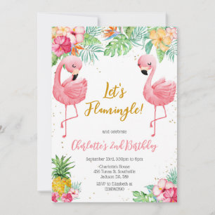 Let's Flamingo Flamingle Tropical Birthday Invitation