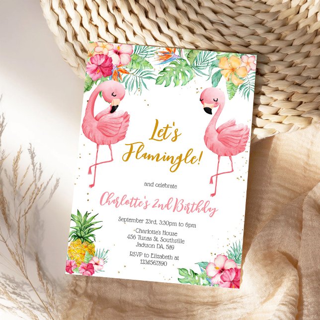 Let's Flamingo Flamingle Tropical Birthday Invitation (Creator Uploaded)